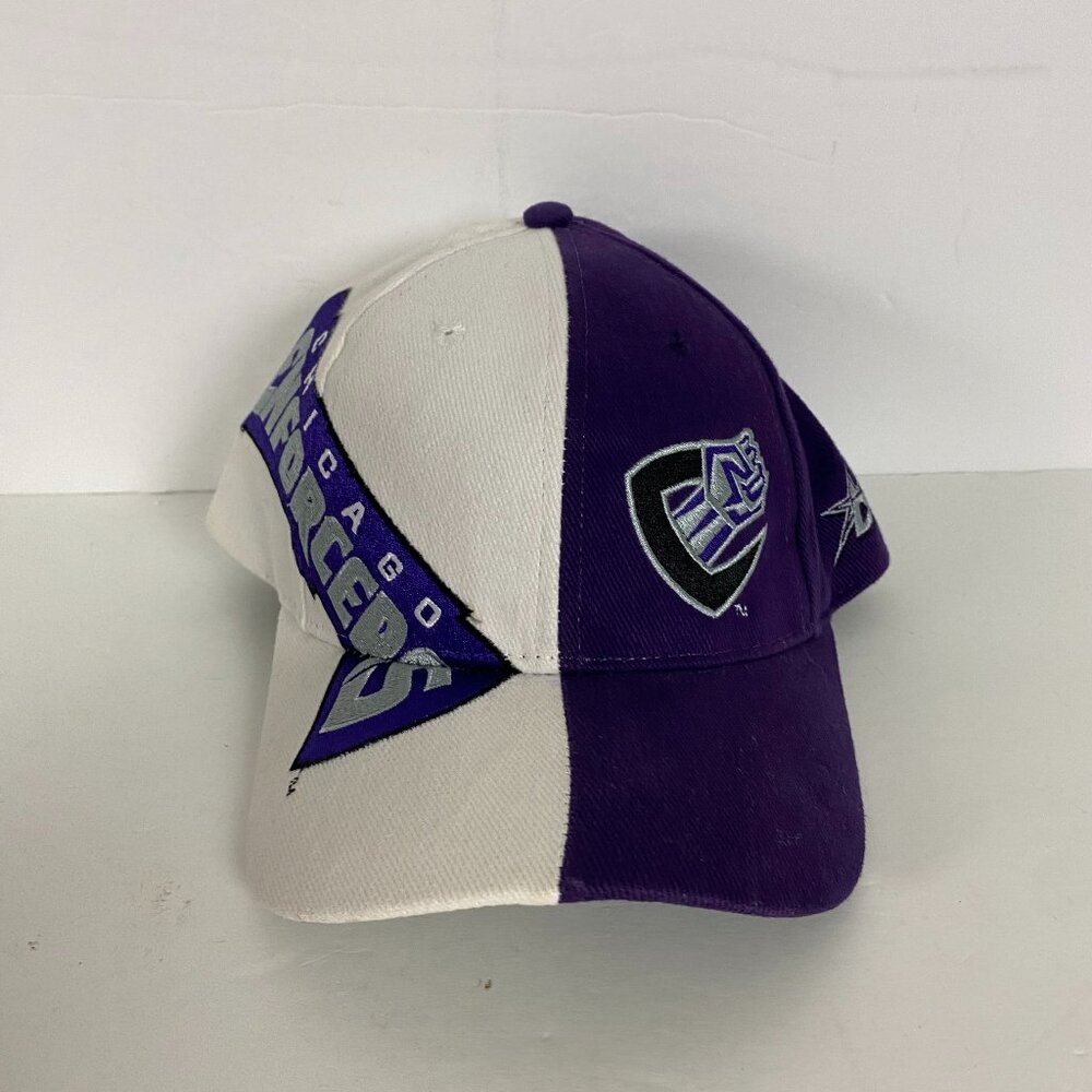 Vintage XFL Chicago Enforcers Hat Football Purple White Adjustable Baseball Cap